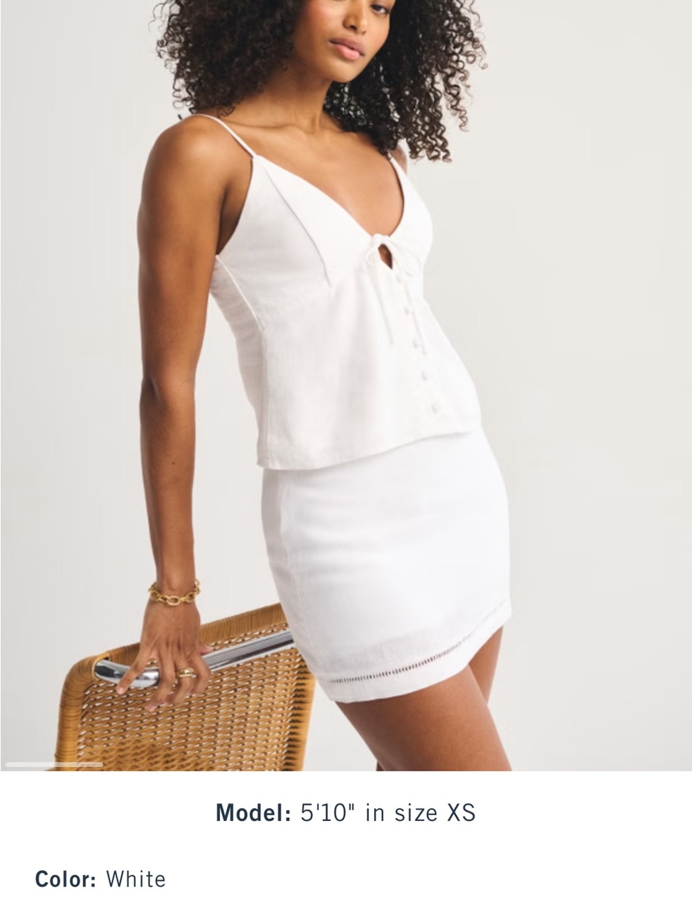 Abercrombie Scarlett Curve Love Linen Blend Mini Skort White - Picture 3 of 6